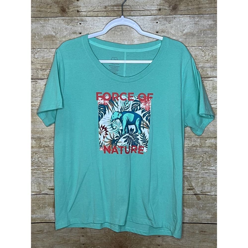IVORY ELLA FORCE OF NATURE BOXY LOOSE FIT CREWNECK CASUAL EVERYDAY TEE SIZE XL